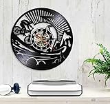 Record Wall Clock RWhouse Home Decoration RWhouse Record Design Wall Clock CD RWhouse Mountain Bike Themed Home Decor 3D Hanging Watch Gift for Racing Bicycle Lover