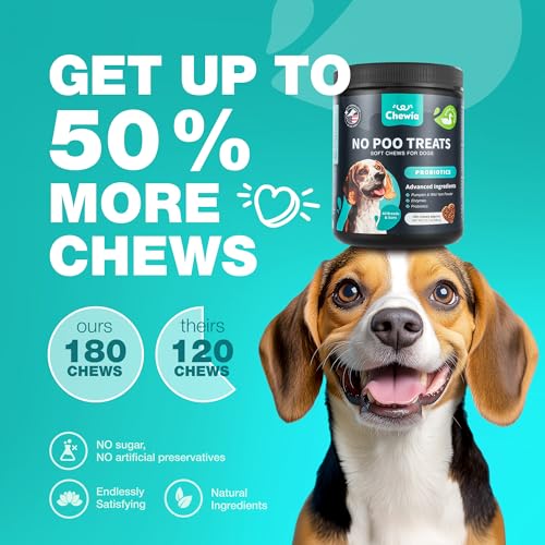 No Poo Chews for Dogs - Coprophagia Deterrent - Dog Probiotics for Digestive Health with Enzymes - Canine Stool Eating Deterrent - Digestive, Dental, Gut & Immune Health Treats - No Poop Eating
