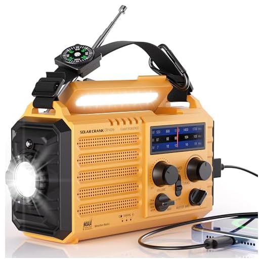5-Way Powered 5000mAh Solar Hand Crank NOAA Weather Radio,AM/FM Shortwave Portable Outdoor Survival Emergency Radio,Cellphone Power Bank USB Charger,Flashlight/Reading Lamp,Headphone Jack,SOS,Compass