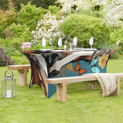 Nappe rectangulaire 1,2 m extensible élasthanne à motif cheval - 8