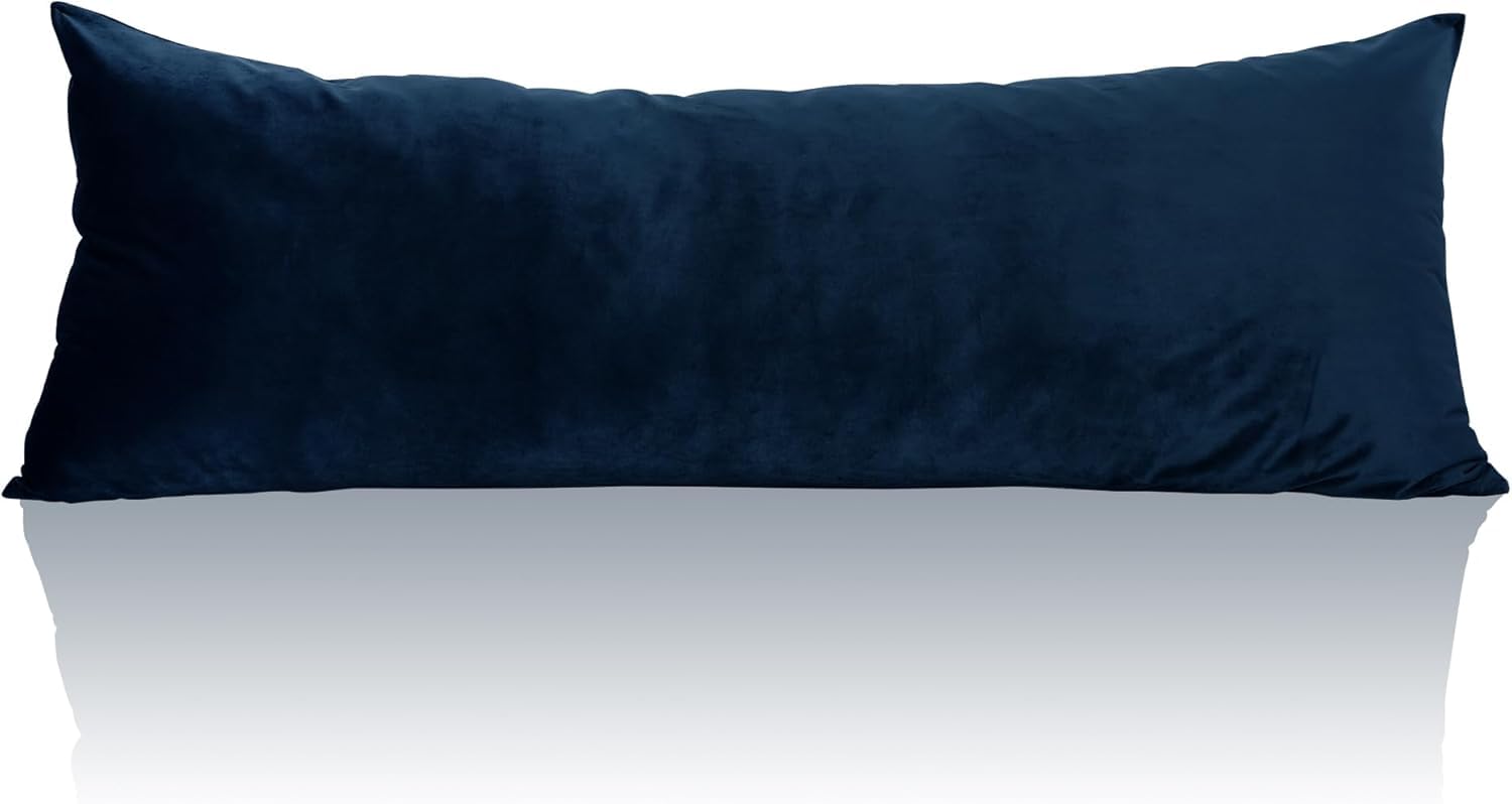 Aazeem Ultra Soft Velvet Body Solid Pillow Cover |Case Pillowcase with Hidden Zipper|Zippered Body Pillow Case | Blue | 20 X 54 Inches |-image-7