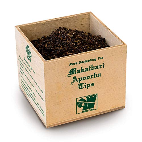 Image of Makaibari Apoorba Tips Organic Darjeeling Tippy Whole Leaf Black Tea Chestlet | 250 Grams | USDA Organic Certified | 100% Authentic Premium Long Leaf | 125 Cups