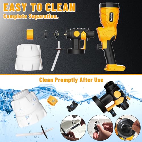 Paint Sprayer for Dewalt 20V Battery - 300W HVLP Electric Paint Gun with 4 Sizes Nozzles and 3 Spray Patterns, Handheld Cordless Paint Sprayer for Exterior and Interior House Painting (Tool Only)