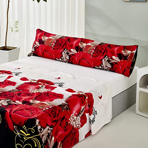 Dalina Textil - Juego Sábana Cama 150- Juego de Sábanas para Cama 3 Piezas, Bajera Ajustable 150x190, Encimera 230x260, 1 Funda Almohada 45x170 (Cama de 150x190cm Estampado)