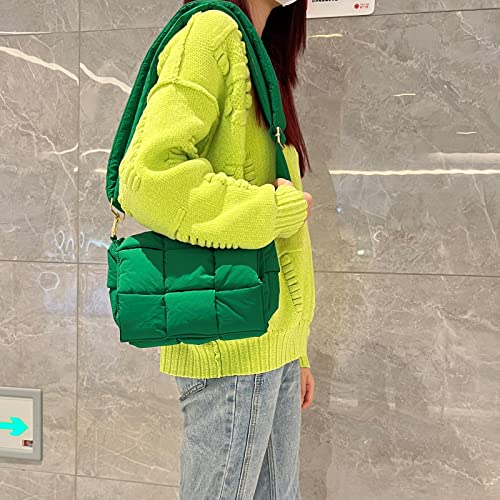 Image of Shoulder Bag Lightweight Puffer Tote Crossbody Bag Handwoven for Women | waterproof nylon, durable, soft padded texture, versatile for travel, work, weekend, everyday, adjustable strap