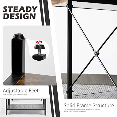 Outfine Desk Computer Desk Office Desk With Drawer, Monitor Stand And Storage Shelves #TOP5