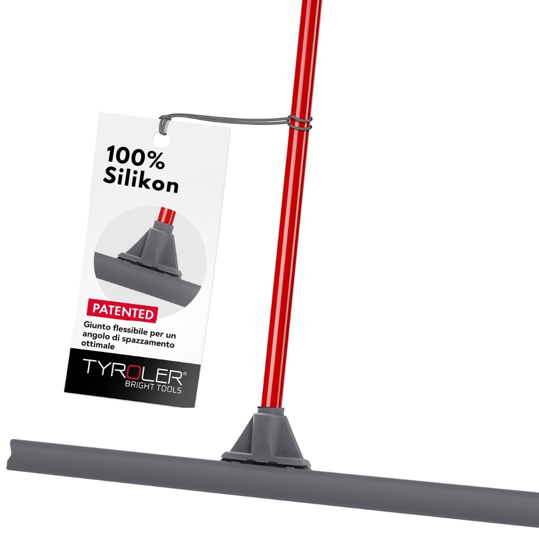 Tyroler Tira Acqua Pavimenti esterno da 60 cm | Testa in Silicone 100% | Manico Antiruggine da 140 cm tergipavimento spingiacqua | tiraacqua pavimenti esterni | tiracqua per pavimento