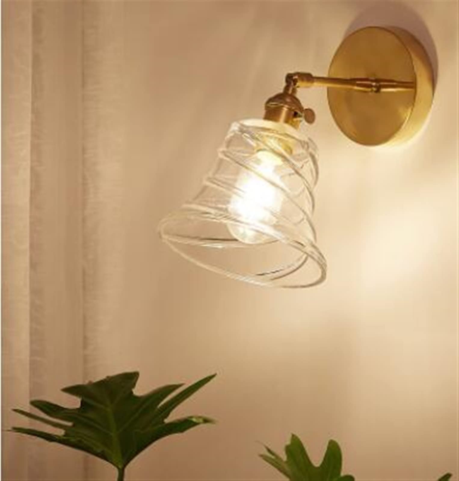 VDOQTLJT Glass Wall Lamp Modern Transparent Sconce Lighting - Copper Light Clear Lampshade LED Chandelier(H)