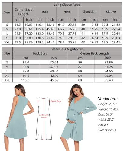 Image of SWOMOG Women Maternity Nursing Gown and Robe Set 3 in 1 Labor Delivery Nursing Nightgown for Breastfeeding Hospital Bathrobe