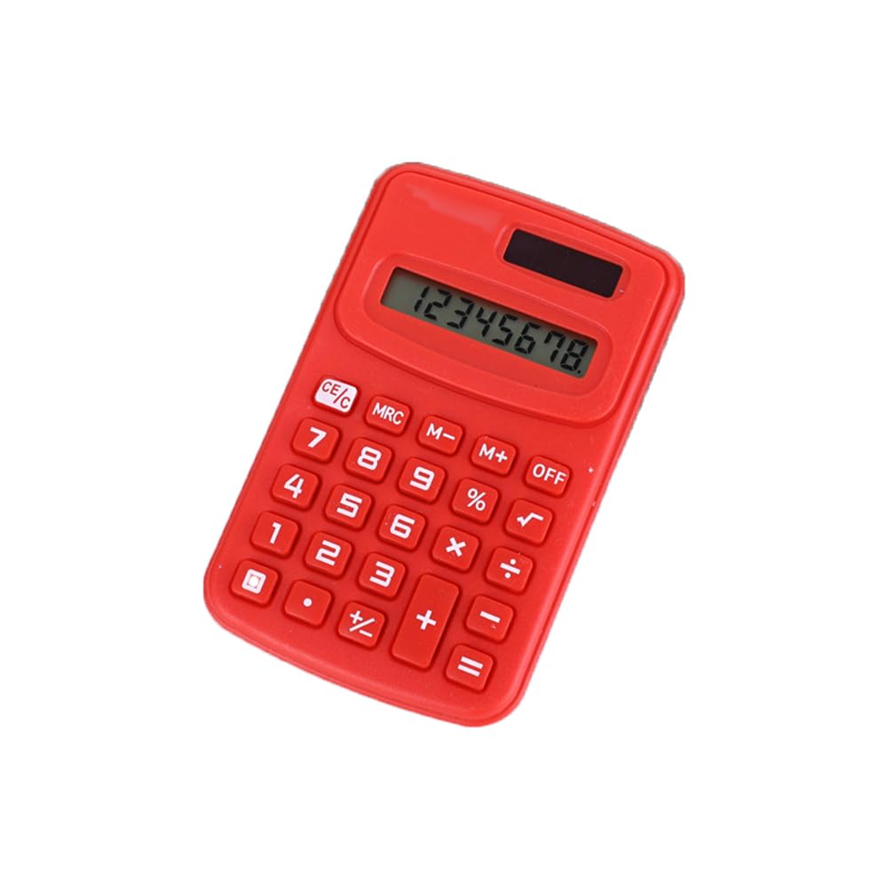 Mini Calculator, Desktop Calculator with 8 Digit LCD Display Screen for Office, Home & School | Standard Function Simple Small-Red