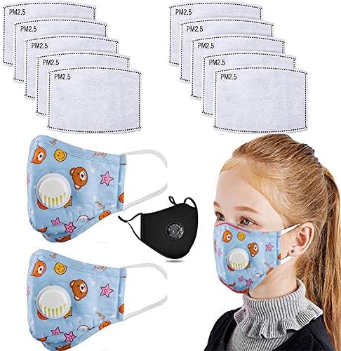 Fast Delivery（7-15 Day） 10Pcs 5 Layer Activated Carbon Filter Anti Haze Air with 2Pcs Blue Children Reusable Dustproof Cotton Cover And 1 pcs black Adults cotton cover