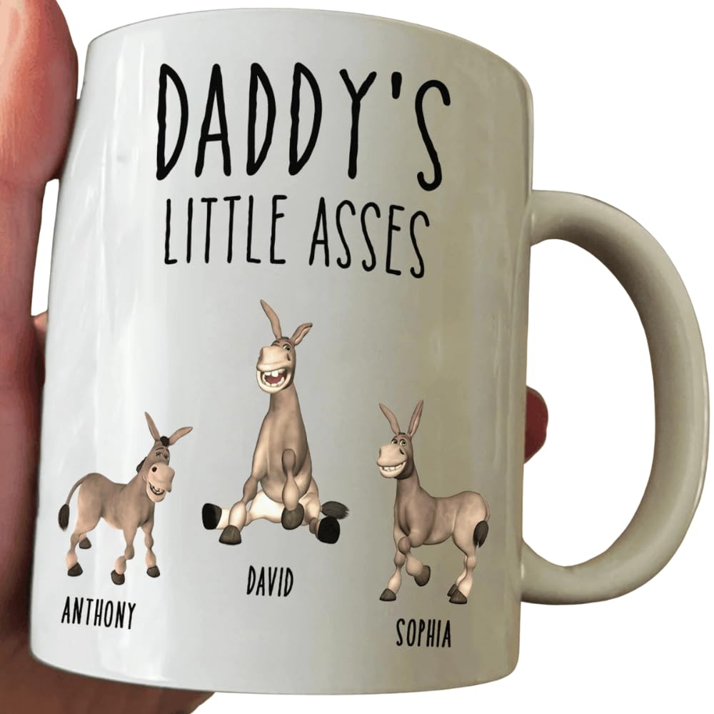 Daddys Little Asses - Personalized Mug Custom Funny Donkey Dad Coffees Mug Daddys Little Asses Mugs Humor Daddy