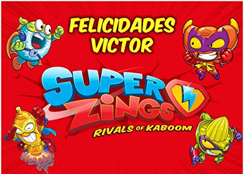 OBLEA de SUPERZINGS Rectangular, 1 unidad, 28x20cm, Púrpura, Berenjena, Cumpleaños