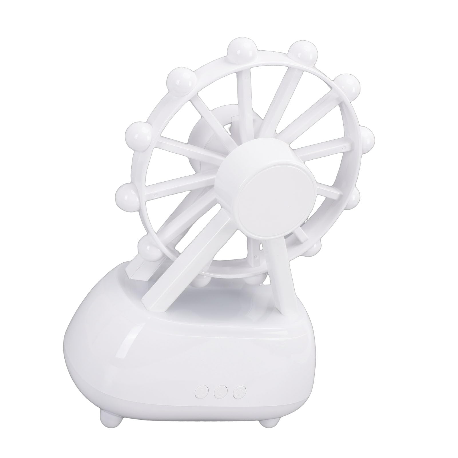 Generic Difusor de Aceite Esencial Altavoz Bluetooth Humidificador para Dormitorio Luz Nocturna Silenciosa Recargable Diseño de Noria para Decoración del Hogar 300 Ml ABS Blanco