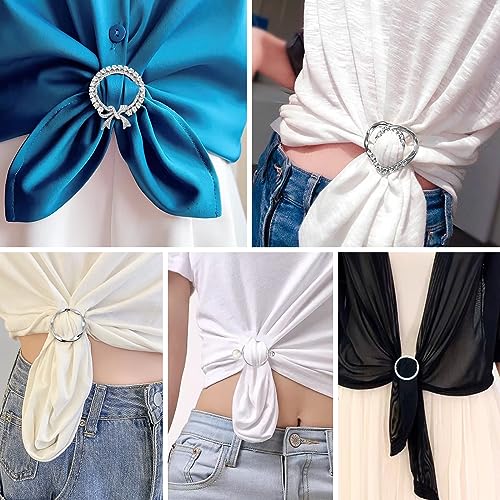 5 Pcs Scarf Ring and Slides T Shirt Tie Clips for Women Clothing Tops Side Waist Tightener Cincher Knot Holder4