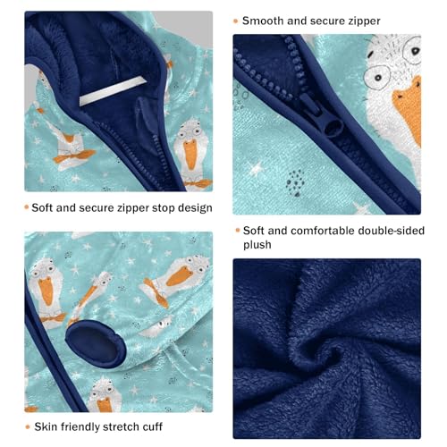 Crazy White Goose with Bow Tie Girls Fleece Jacket Girls Fall Jacket Girls Zip Up Hoodie Girls Sherpa Jacket 2-10T3