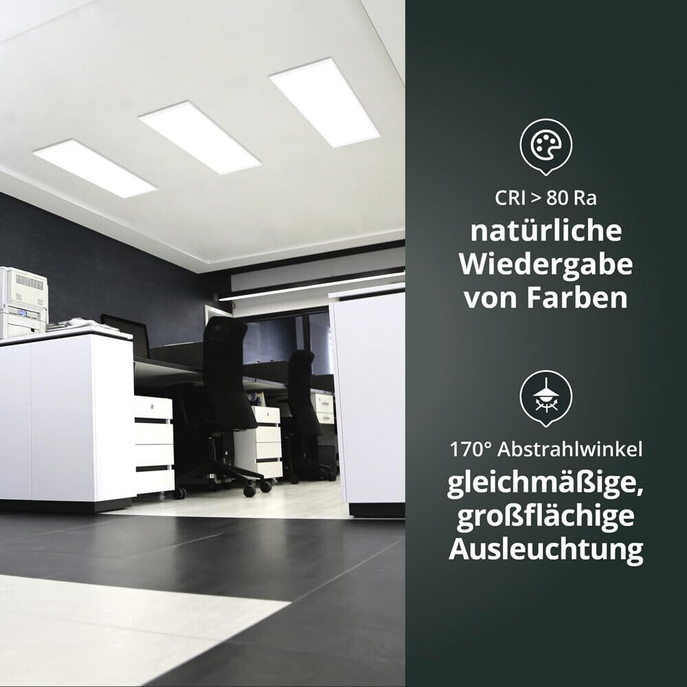 Aufbau Deckenleuchte 120x30cm 28W 3000K warmweiß 4760lm 170 Lumen/Watt flimmerfrei blendfrei UGR<19 LED-Panel mit Aufbaurahmen 1200x300x43mm