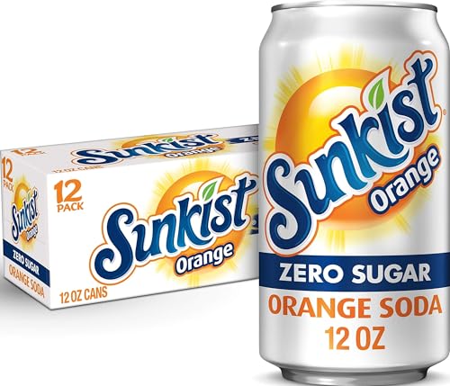 Sunkist Zero Sugar Orange Soda, 12 fl oz cans, 12 pack