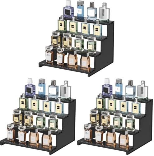 Image of Lifewit Perfume Organizer, Bedroom Decor, Cologne Cupcake Stand, Tool-Free Assembly, Makeup Display Shelf for Vanity Bathroom Counter Storage, Black, 30 cm /12 inch, 1 Pcs (Pack of 3)