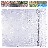 iunio Camo Netting Camouflage Netting, Camo Net Bulk Roll Camouflage Mesh Nets for Hunting Blind Deer Stand Military Party Decorations Sunshade Camping Shooting (16.4ftx4.9ft, White)