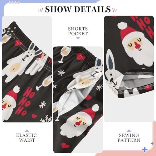 CaTaKu Boys Santa Claus Rabbit Snowflake Pants for Boys Girls Wide Leg Sweatpants Kids Long Bottoms with Pockets Size 6-14Y4