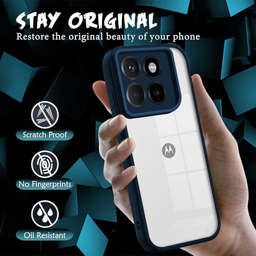 Image of V-TAN Back Cover for Motorola Edge 60 Pro 5G, Transparent Clear Case Compatible with Motorola Edge 60 Pro, TPU, Camera Protective, Scratch Resistant Shockproof Mobile Cover with Anti-Slip Grip (Blue)