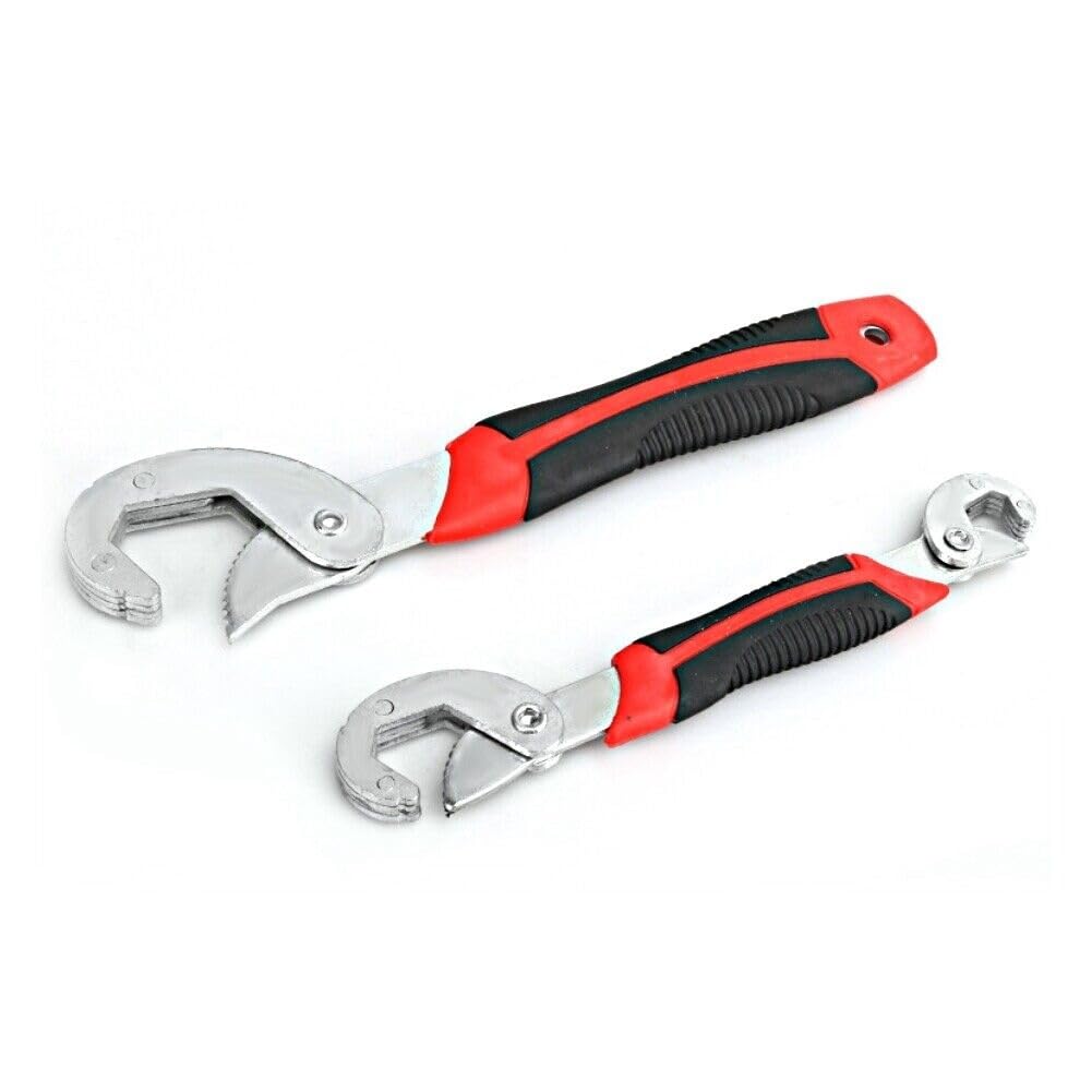 Mr.gadget's Solutions Red Heavy-Duty Adjustable Multi-Functional Universal Adjustable Wrench Set Versatile Spanners- Ideal For Plumbing, Mechanics & Diy Durable Tools For Any Task