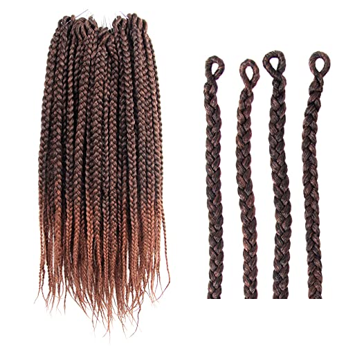 Bohobabe Big Loop Box Braids Crochet Hair 14 Inch 8 Packs Prelooped, Medium Short 3X Knotless Crochet Box Braiding Hair, Three Tones Goddess Braid Ombre Light Brown (T30) #TOP19