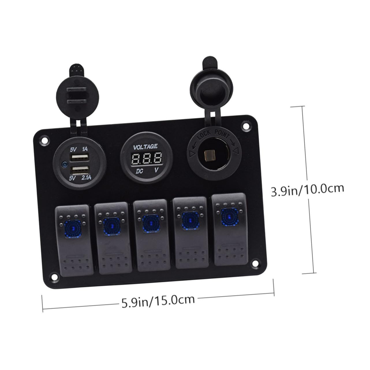 Vaguelly Pannello Interruttori Combinato Vie con Doppia Porta USB e Voltmeter LED per Barche Veicoli e Camper Materiale Resistente e Facile da Installare