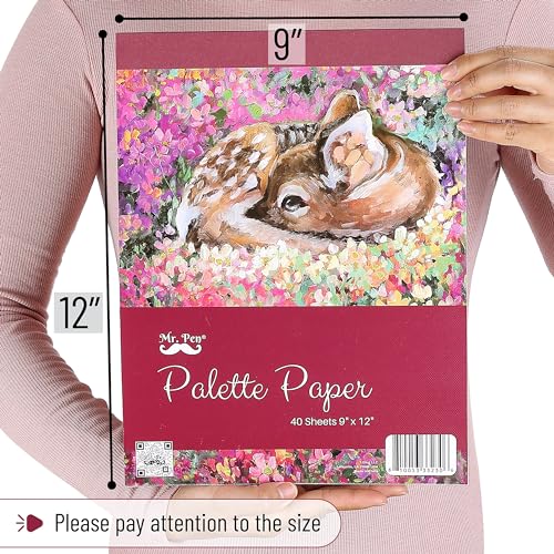 Image of Mr. Pen- Disposable Paint Palette Paper Paint Pad, 9 inchx12 inch, 40 Sheets | 2 Pack, Acrylic Paint Paper, Suitable for Watercolor, Gouache, Acrylic and Oil Paints, Tear-Off Palette Sheets for Painting