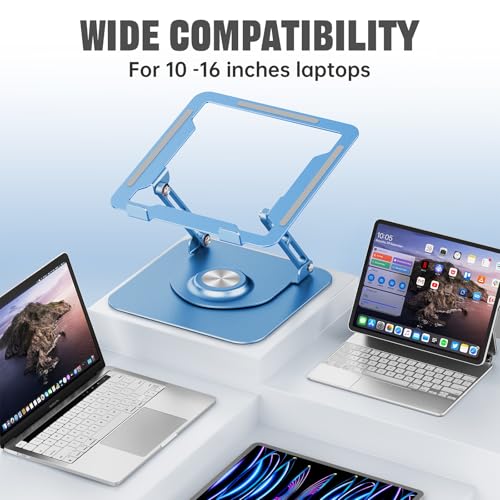 Image of JOYEKY Laptop Stand for Desk, Adjustable Computer Stand with 360 Rotating Base, Ergonomic Laptop Riser for Collaborative Work, Foldable & Portable Laptop Stand, fits for All 10-16 inch Laptops