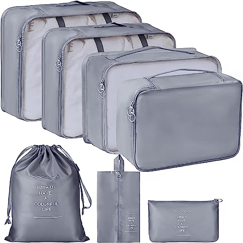 PETRICE Travel Organizer, Packing Cubes for Travel, Travel Essentials, Toiletry Bag, Packing Bags for Clothes, Travel Organizer for Women, Travel Pouch, Packing Cubes Travel Organizer (Grey) (Image - 1)