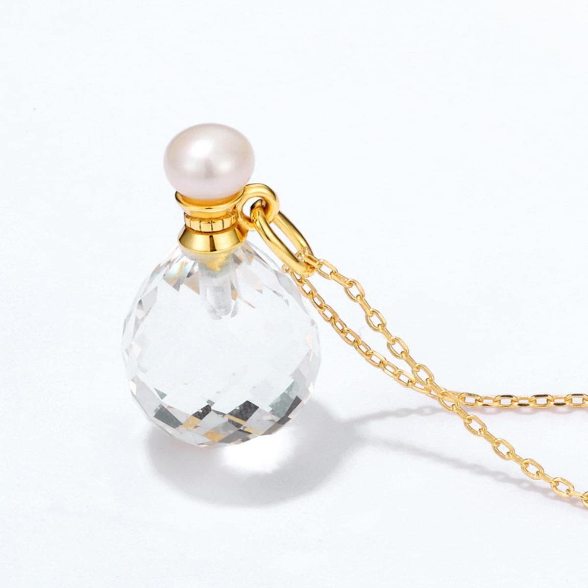 Srebrny naszyjnik z pereł damski łańcuszek z butelką perfum kobiety Fine Jewelri