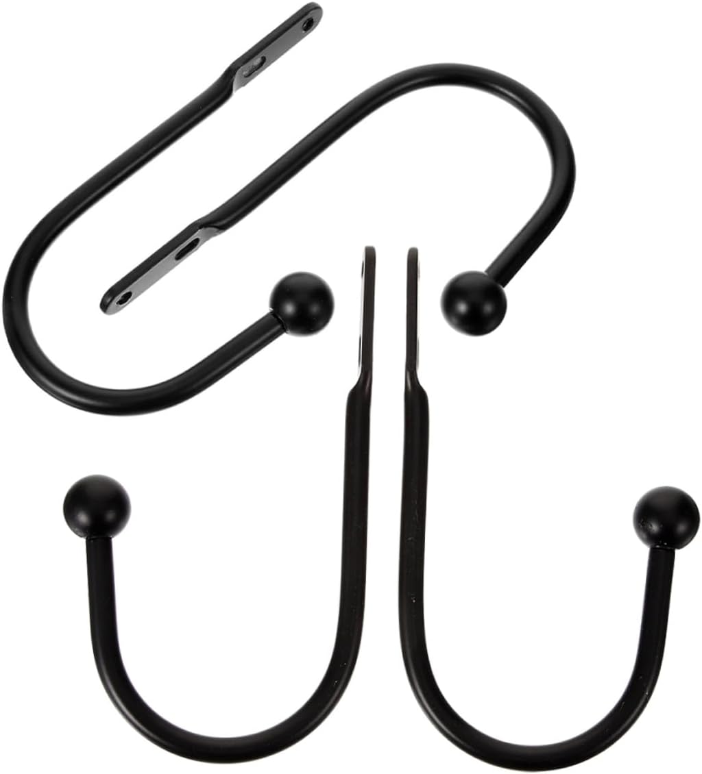 4pcs Black Metal Curtain Holdbacks U-Shaped Wall Hooks Heavy-Duty Curtain Tieback Holders for Living Room and Bedroom Drapery Window Treatment