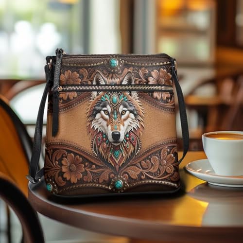 Image of Leather Women Crossbody Hobo Bag Satchel Purse Handbag with Adjustable Shoulder Strap and Zipper Pockets