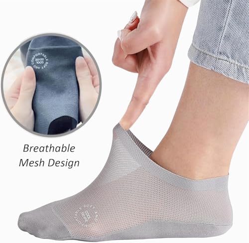 Men Ultra Thin Liner Non Slip No Show Socks, Seamless Mesh Sweat-Absorbent Breathable Cotton Low Cut Socks3