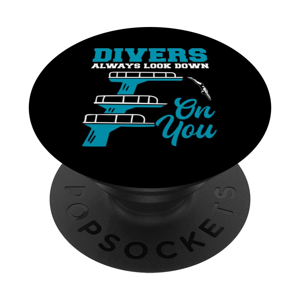 Platform Diving Springboard Diver Swimming Pool Platform PopSockets Swappable PopGrip, Black