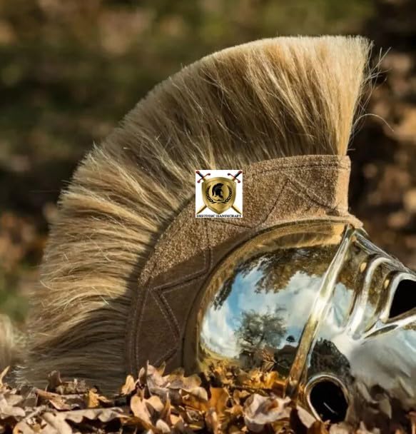 Greek Corinthian Helmet Armour with Plume SCA Medieval Helmets Ancient Roman Helm Brass Spartan Helmet Larp Armor, Full Size Helmet For Halloween Costumes