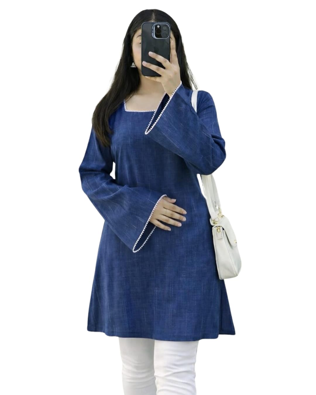 classic libas Women Short Cotton Kurti - Square Neck Long Sleeve | Casual Office Wear | Comfortable Daily Top-picture-17