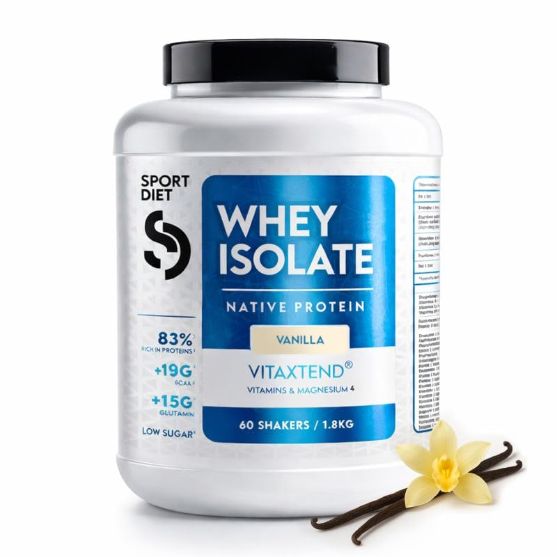 WHEY ISOLATE VITAXTEND – Protéine de Lactosérum Ultra-Filtrée – 24,9g de Protéines, BCAA, Glutamine – Soutien Musculaire, Récupération – Vitamines B6, C, D3, E – Maintien Masse Musculaire – SportDiet