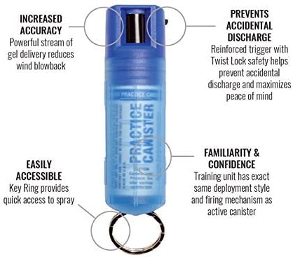 Miniatura 6 de SABRE Spray de práctica con bloqueo giratorio, fórmula inerte a base de agua, rango de 10 pies (9.8 ft), ayuda a construir confianza, memoria