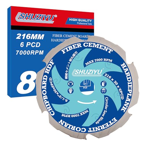 SHUZIYU, 216mm-6PCD, Trou Central 30mm, Diamant Polycristallin 6PCD, Lame de Scie Circulaire pour Fibrociment