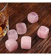 Rose Quartz Whiskey Stones Chilling Crystal Ice Cubes for Drinks Whiskey Rocks 0.8" Wine Cubes Gi...