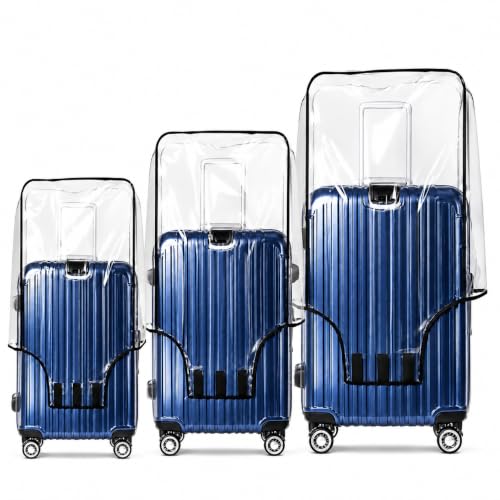 Image of JD FRESH Combo of 3 Trolley Bag Cover /Suitcase Bag Cover /Waterproof Dustproof Luggage Cover /Zippered Clear PVC Suitcase Covers Protectors (28 inch, 24 inch, 20inch)