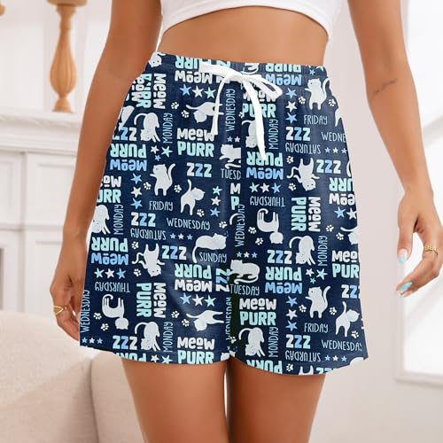 Image of American Trends 3 Pack Pajama Shorts Women Casual Elastic Waist Comfy Printed Sleep Lounge Shorts for Women PJ Bottoms