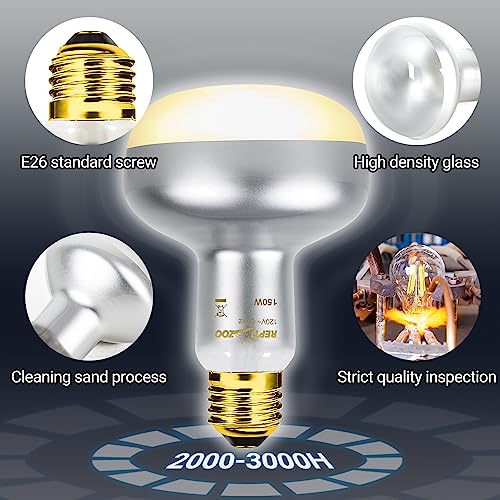 Image of REPTI ZOO 2 Pack Heat Lamp 150W, Intense Basking Spot Simulated Natural Sunlight Heating Lamp Bulb, Heat Emitter UVA Heat Lamp Bulb for Reptile Chickens Pet Brooder