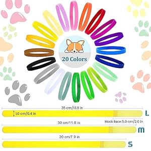 Frienda 60 Pieces Puppy Whelping Collars Newborn Pet Collars Double-Sided Adjustable ID Bands Puppy ID Bands Collars for Newborn Pet Dog Cat (S, M, L)