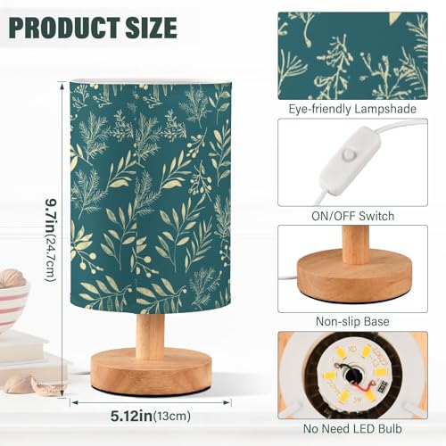 Lámpara de mesa de noche mini verde hojas miniatura 3