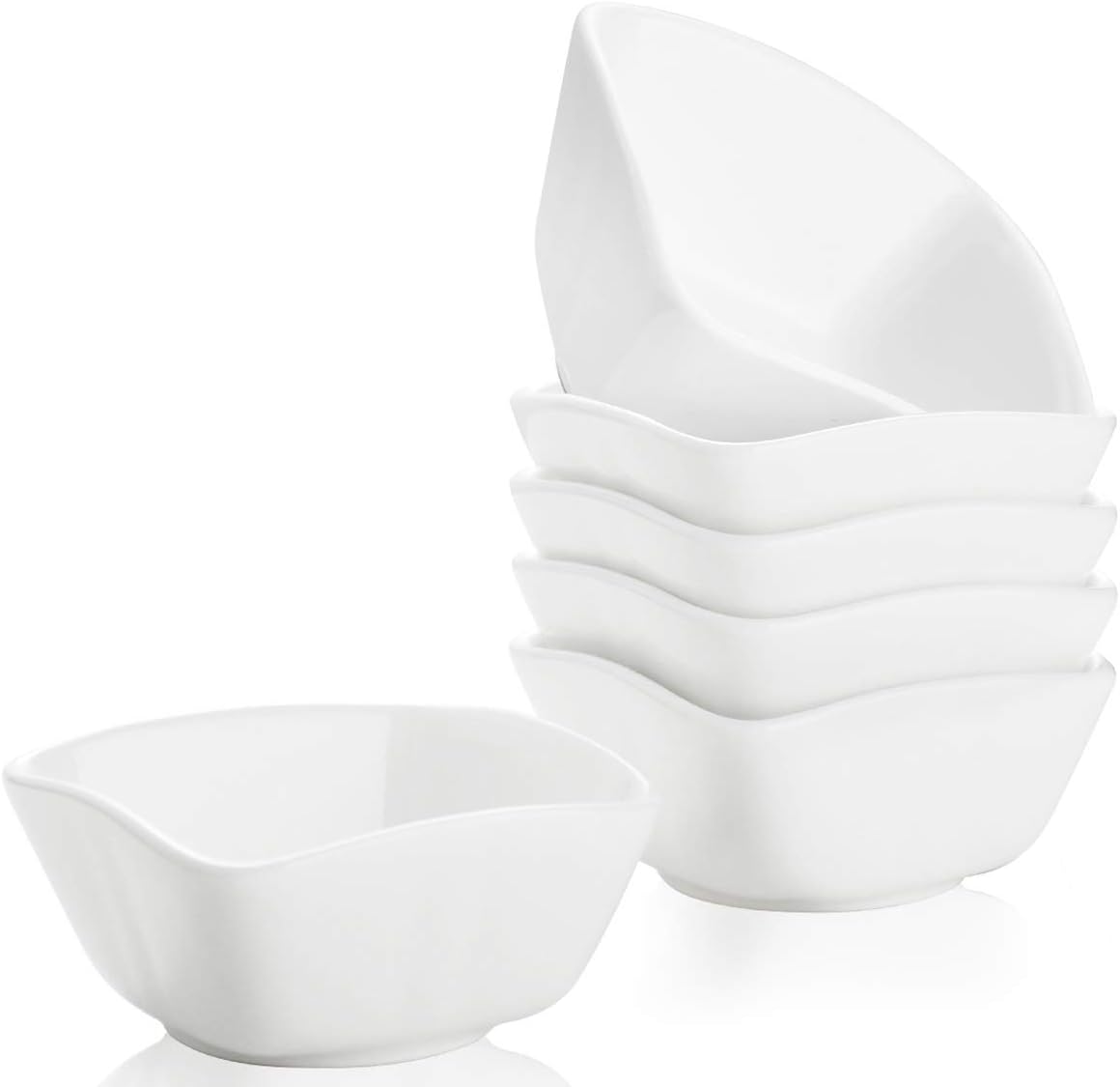 4 Oz Ceramic Dip Bowls Set, White Dipping Sauce Bowls/Dishes for Tomato Sauce, Soy, BBQ and other Party Dinner - Set of 6