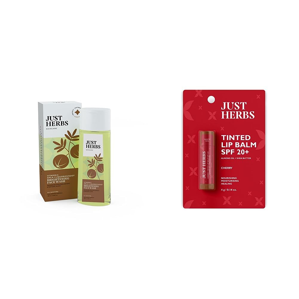 Just Herbs Skin-Rejuvenating Ayurvedic Face Wash Cleanser - 100 ML & Just Herbs Tinted Lip Balm 4 g (Cherry) Combo-picture-47
